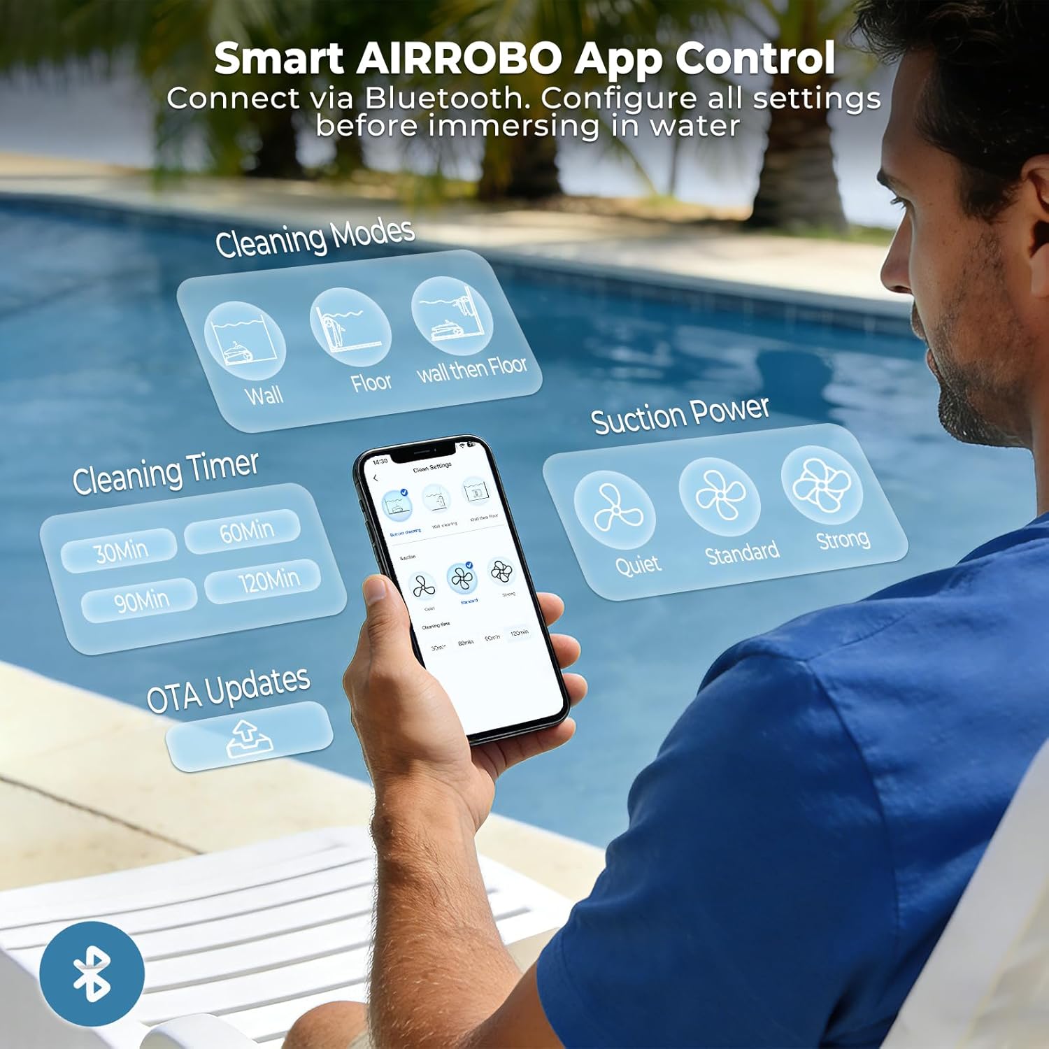 Pool Robot Cleaner Cordless - Kablosuz Robotik Havuz Temizleyici, 5000 GPH,
