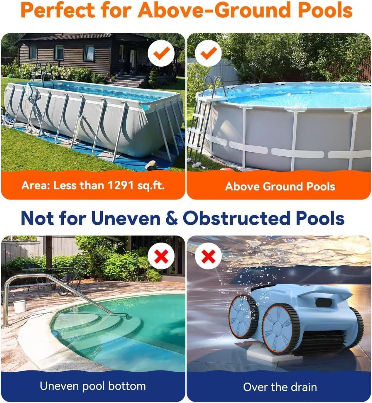Pool Robot Cleaner Cordless - Kablosuz Robotik Havuz Temizleyici, 180 Dakika