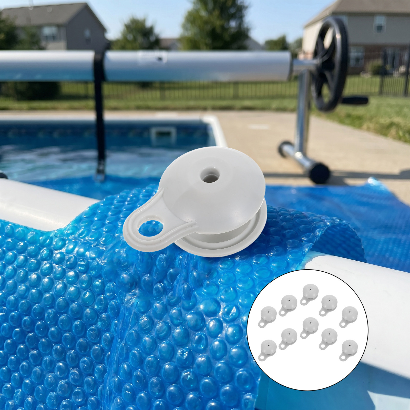 Pool Cover Reel Above Ground - 10 Adet Havuz Örtüsü Klipsi, Ağır